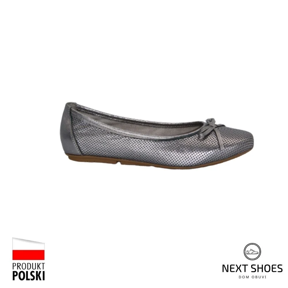 Женские серебристые балетки Simen (Польша) модель 4417